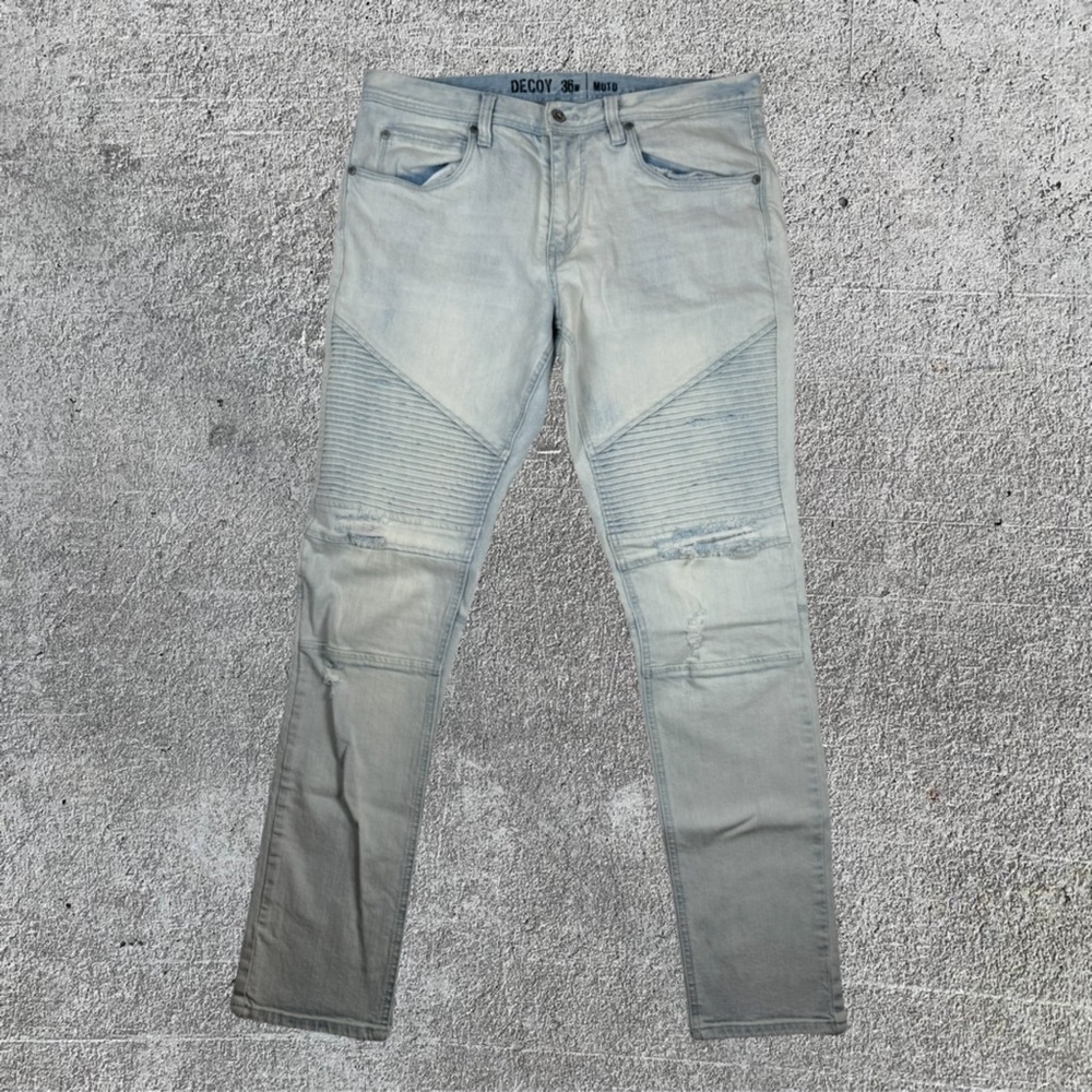Men’s Decoy Pacsun Light Wash Moto Jeans Size 36